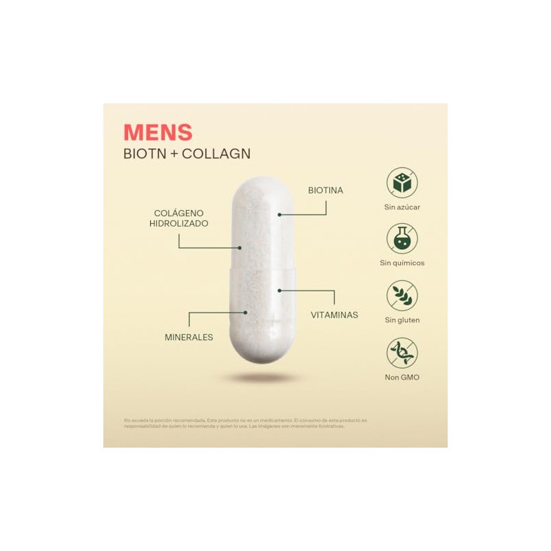 Vital Botanics Biotina Colágeno Hidrolizado Hombre 200 Cápsulas 500 Vitaminas
