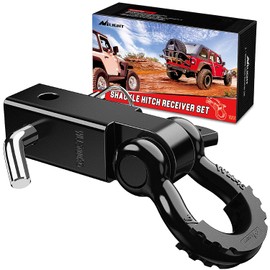 Nilight Shackle Hitch Receiver 2Inch 45000 LBs Breaking Strength 3/4" D Ring w/Trailer Pin Heavy Duty Solid Recovery Towing Kit for Trucks Jeeps Off-Road
