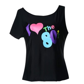 Kid Girl I Love 80s camiseta de los años 80 estrella falda tutú de lentejuelas con collar de neón lazo diadema clip para el pelo (8/10, estilo 1-colorido)