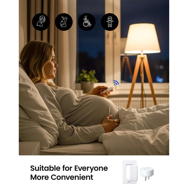 Zoiinet Remote Control Outlet Plug with 2 Switches, Buckle Design