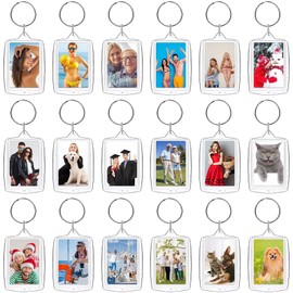 BLAZDEVE 30PCS Acrylic Photo Frame Keychain, Photo Insert Keychain, Clear Acrylic Picture Keychains, Holder Photo Insert Blank Keyring for DIY Projects Craft Diaplay Supplies (1.4"*2")
