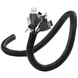 KINGTLE Organizador de Cables Cubre Cables Manguito de Gestión de Cable Auto Cierre Recoge Cables,Protector de Cables Escritorio,Esconder Cables,Protector Cable Negro (3mx19mm Negro)