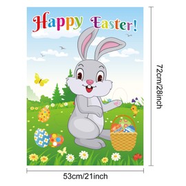 TUPARKA Easter Game for Kids,Pin The Tail on The Bunny,Pin The Egg on The Bunny with 24 Tails,24 Easter Eggs Stickers for Easter Party Decorations,Easter Egg Hunt Activities
