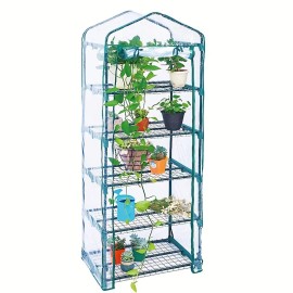 5-Tier Garden Mini Greenhouse Portable for Indoor/Outdoor,Transparent Thick PVC Cover, Heavy Duty Frameframe material: Metal, Cover Material: pe/4tier (frame&cover)