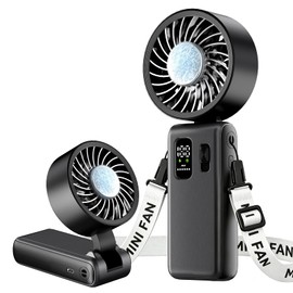 3-in-1 Portable Handheld Fan, personal fans portable rechargeable,6000mAh High-Speed Turbo Handheld Fan,100 Speeds Stepless Adjustment Mini Personal Desk Fan for Travel, Camping, Outdoor, Black