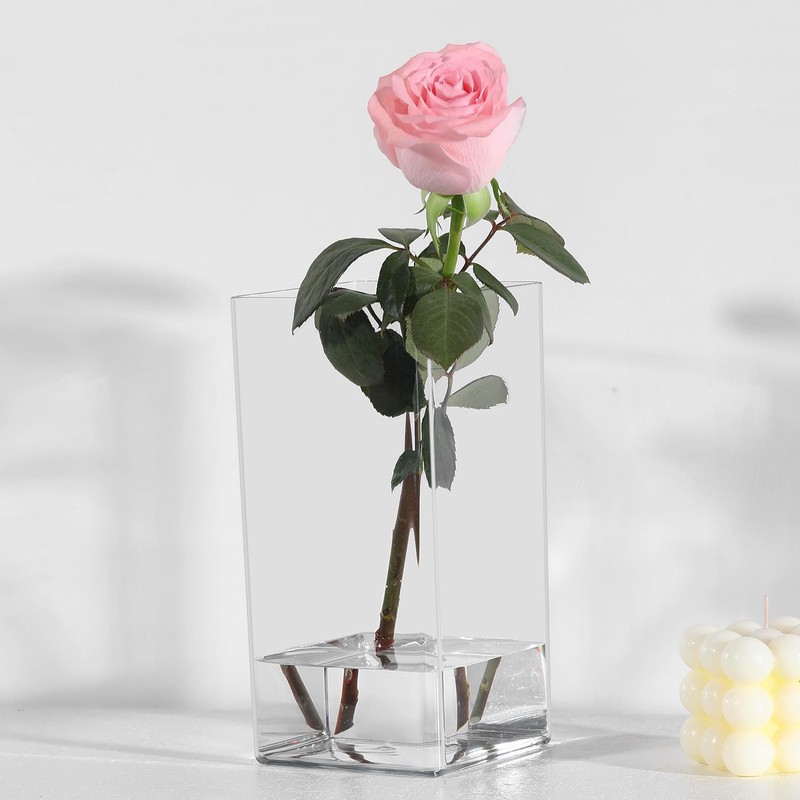 Rospynn Acrylic Cylinder Vase, Thick Vase, Non-Breakable Plastic, Decorative Centerpiece