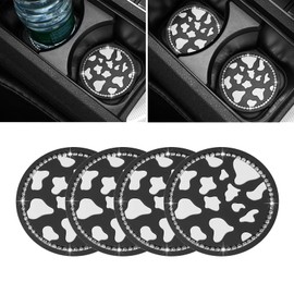4 Pack Bling Car Coasters, 2.75 Inch Bling Crystal Rhinestone Diamond Soft Rubber Pad Set Round Auto Cup Holder Insert Drink Coaster Car Interior Accessories (Spot)
