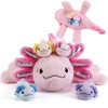 gnomantic 5 Pieces Axolotl Stuffed Animals with Babies Inside Belly