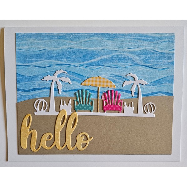 Handmade Hand Made Die Cut Greeting Card Beach Umbrella Blank