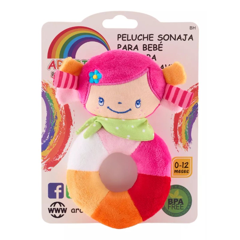 Arcoiris Sonaja Aro Bebes Infantil Juguete Didáctico Interactivo Color Rosa