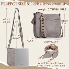 VX VONXURY Women's Shoulder Bag, Elegant Handbag, Medium Crossbody Bag Made of Vegan Leather, Fashion Shoulder Bag, gray