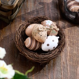 Valery Madelyn 12Pcs Plastic Easter Eggs Ornaments Tree Decoration, 2'' Beige White Easter Eggs Bulk for Easter Decorations, Shatterproof Decorative Hanging Egg for Spring Holiday Party Decor