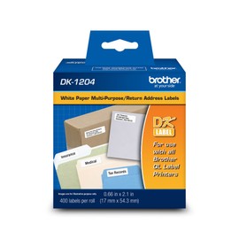 Brother Genuine DK-1204 Multipurpose Paper Label Roll, 400 Labels per Roll, 3 Rolls – for Use with All QL Label Printers