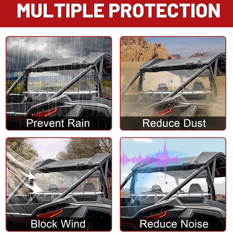 StarknightMT RZR Rear Windshield Vented Window Compatible with Polaris 2024+
