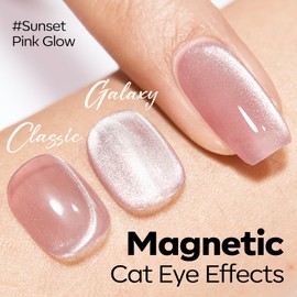 modelones Pink Cat Eye Gel Nail Polish 9D Cateye with Magnet Valentine Nail Shimmer Soak Off Reflective Translucent Gel Magnetic Nail Polish 15 ML