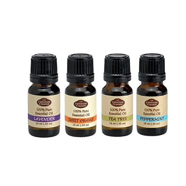 Favorite 4 - Pure Therapeutic Essential Oil Set - 10ml (Set Includes Peppermint, Lavender, Sweet Orange & Tea Tree)