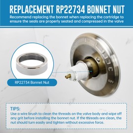 Replacement for RP22734 Bonnet Nut, Compatible with Delta R10000 and Single-Handle Shower Valves, Durable Brass Construction, Leak-Proof Seal