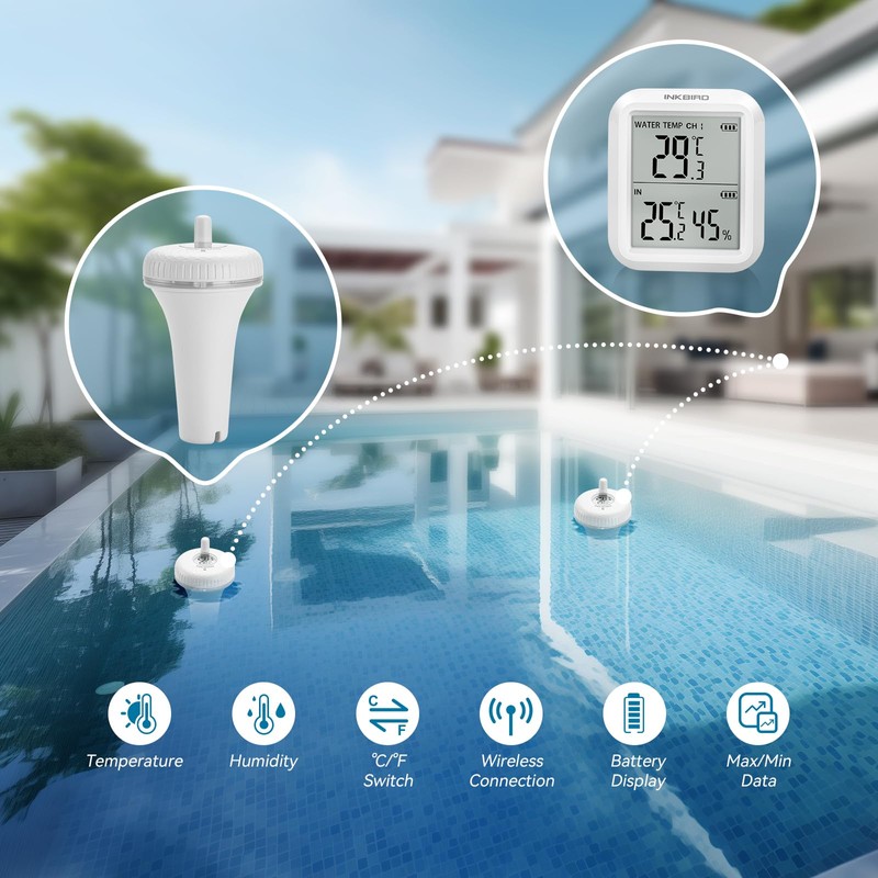 Inkbird IBS-P01R Wireless Pool Thermometer Combination Set with 2 Floating