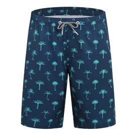 APTRO Men's Swim Trunks Quick Dry Bathing Suit Swim Shorts HW205 Navy Palm L