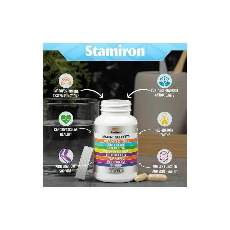 Apoyo Inmunolgico Stamiron Quercetina Zinc Vitamina C D3 Crcuma Cpsulas