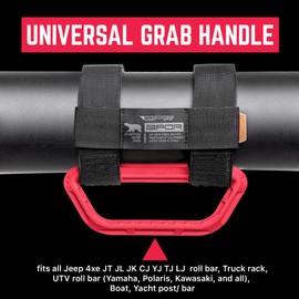 GPCA GP Grip Universal Jeep Grab Handles, Sturdy Nylon Roll Bar Grips, Fits Any 1-5.5 Inches for Truck and Wrangler Models, Also UTVs Boats, 4-Pack, Firecracker Red