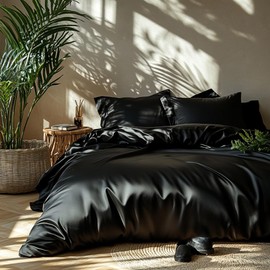 Lanqinglv Set of 2 Satin Pillow Case Covers, 40 x 80 cm, Dark Green, Jacquard, Floral Pattern