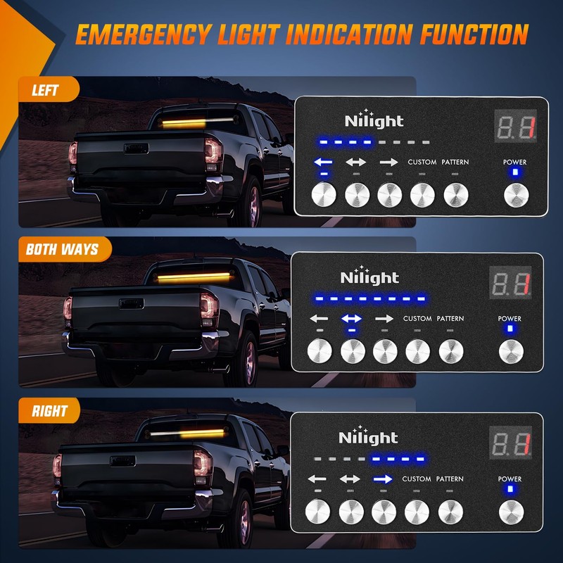 Nilight 144LED Traffic Advisor Strobe Light Bar with Controller Amber