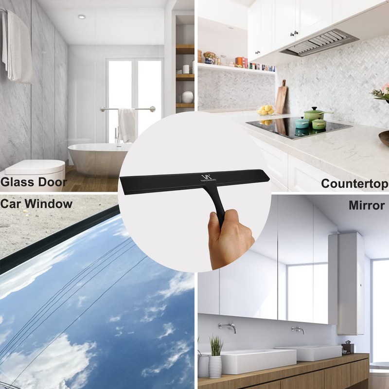 Shower Squeegee for Glass Doors, 11-Inch Silicone Squeegee with Non-Slip