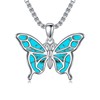 HPQQ Butterfly Necklace for Women Sterling Silver turquoise Pendant Necklace