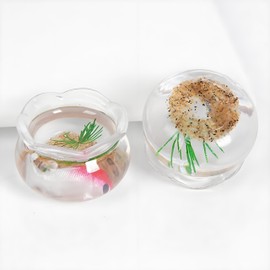 Miniature Pink Goldfish Bowls for Dollhouse – Realistic Resin Fish Tank Accessories, Cute Animal Figurines, Smooth Surface, Fairy Garden Decor, 1:12 Scale, Perfect for Cupcake Toppers & DIY Projects.