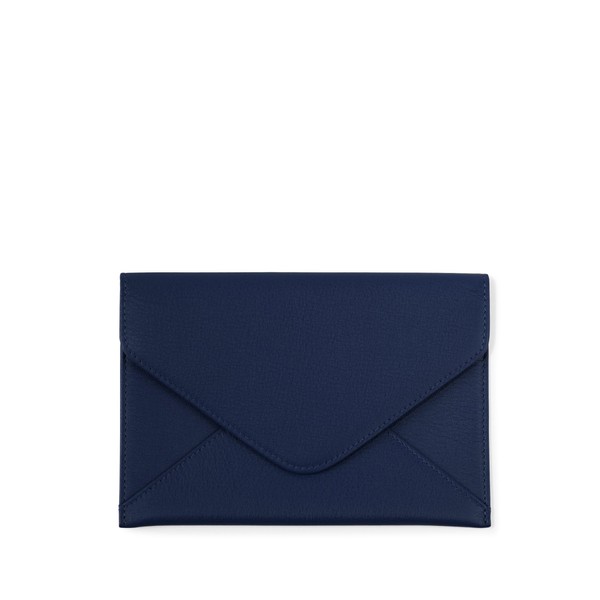 Leatherology Navy Blue A6 Envelope Pouch - Hidden snap front