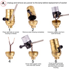 (2 pack) 3 way socket replacement for lamp, Medium Base Interior Only, Incandescent Lamp holder, Removable Turn Knob, 2-Circuit.