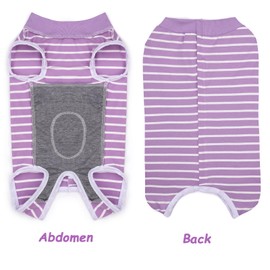 Recovery Suits for Small Dogs, Dog Cat Surgery Suits Prevent Licking Double Care Abdominal Protection Onesie for Female Male (Purple, Large)