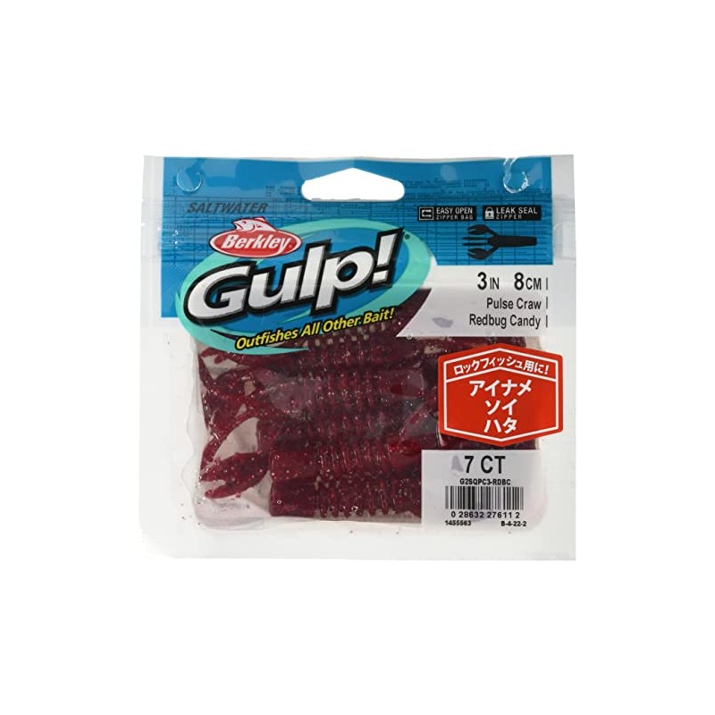Berkley G2SQPC3-RDBC Worm Gulp SW Pulse Claw 3" Red Bug