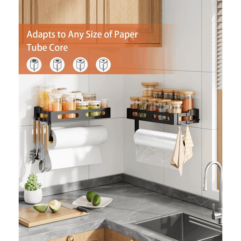 Paper Towel Holder Wall Mount for Kitchen, One-Handed Tear, Bathroom