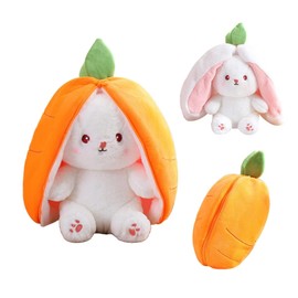 KOWAKA Strawberry Bunny Transformed into Little Rabbit Fruit Doll Plush Toy - Carrot Rabbit Plush Doll for Girls - Kids Birthday Present (35cm)