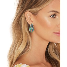 GELVTIC Chunky Gold Plated Earrings for Women Fringe Dangling Earrings Chandelier Rhinestone Crystal Teardrop Dangle Earrings Cubic Zirconia Champagne Earrings for Wedding Bridal Bridesmaids, Boho CZ Drop Earrings for Valentine day (EA150-Gold)