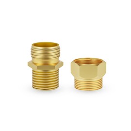 Max Water 3/4” GHT Female x 3/4” NPT Male Connector, GHT to NPT Adapter Brass Fitting, Garden Hose Adapter, Industrial Metal Brass Garden Hose to Pipe Fittings Connect