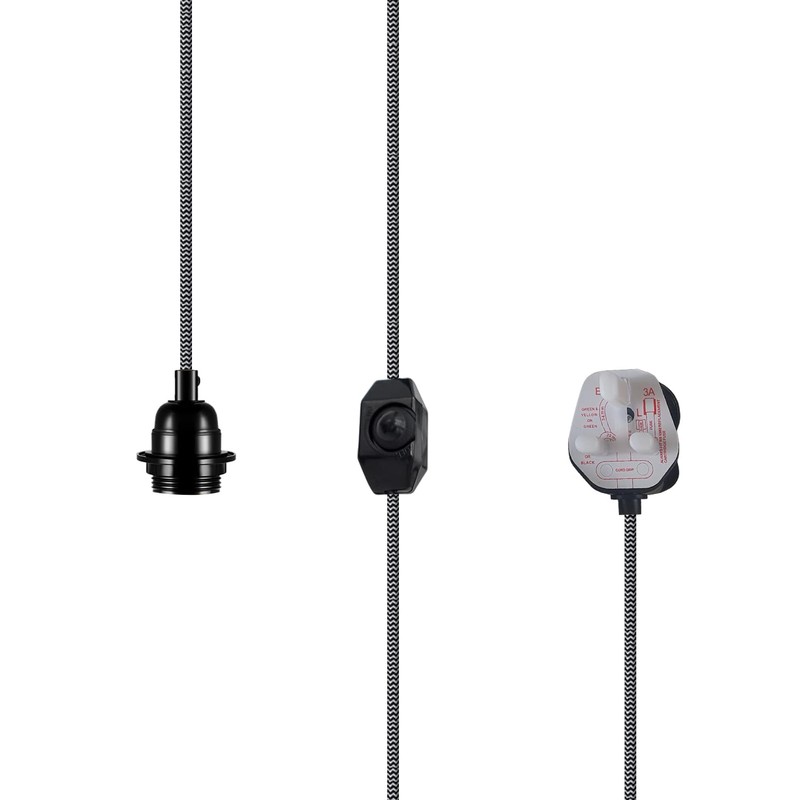 LEDSone Ceiling Pendant Lighting Fitting, E27 Lamp Holder with Switch