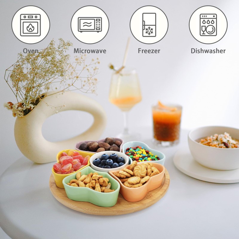 Cididu 11'' Lazy Susan Serving Tray, Ceramic 360° Rotating Serving