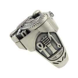 Egyptian Eagle Eye of Horus Falcon Sterling Silver 925 Ankh Mens Ring