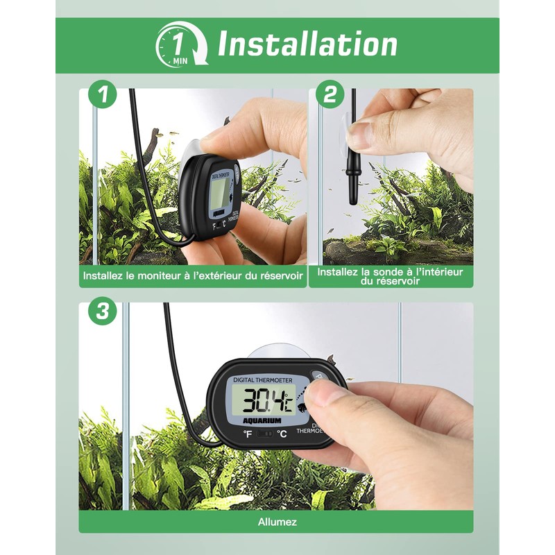 Zacro Aquarium Thermometer - LCD Digital Thermometer Aquarium with Suction