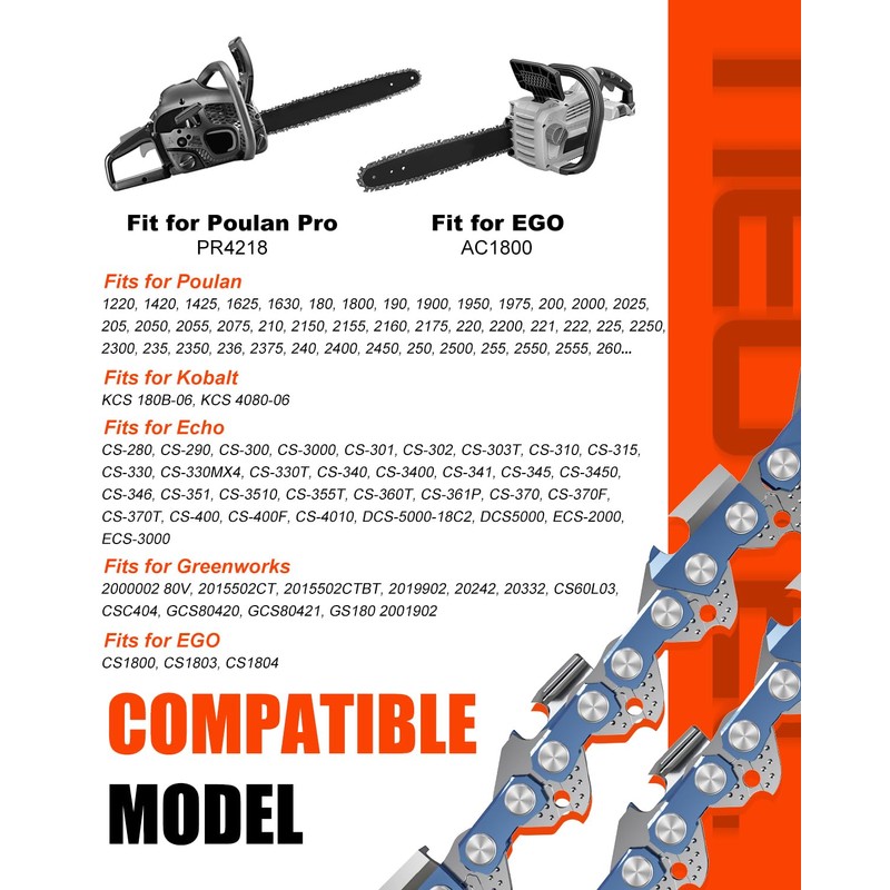 18 Inch Chainsaw Chain 3/8" LP Pitch .050" Gauge 62