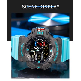 Panegy Children Watch Kids Waterproof Multifunction Sports Watch Boys Digital Watch 50M Water Resistant Alert Date Day Display Dual Time LED Analog Display, blue2