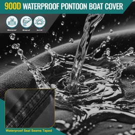 Center Console Boat Cover,20'-22'ft Waterproof 900D PU Heavy Duty Trailerable Boat Cover for Center Console Boat,Marine Grade Oxford UV Resistant Polyester Canvas with Motor Cover,Black