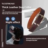 Thick Leather Dog Collar,Heavy Duty Genuine Leather, Reflective and Adjustable,Soft