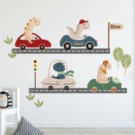 GRAZDesign Wall Sticker Dino Cars Set Children's Room for Boys and Girls Wall Sticker Dinosaur 100 x 57 cm