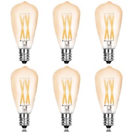FANNIS E12 Base,6-Pack ST38 LED Light Bulbs Replacement Clear Bulbs String Light Bulbs 4 Watts Equivalent 40W Incandescent Bulbs 2200K Amber Glass for Indoor Outdoor Patio Lights