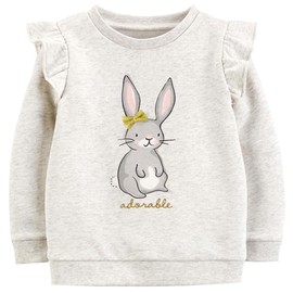 DDSOL Girls Sweatshirt Bunny Cotton Long Sleeve Top T-Shirts Toddler Kids Rabbit Pullover Clothes Size 2-3T
