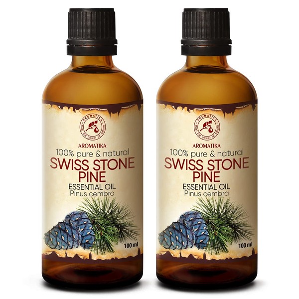 Pine Pine Oil 2 x 100 ml - 100% Natural & Pure Essential Pine Oil 200 ml - Pinus Cembra - Pine Oil for Sauna - Aromatherapy - Aroma Diffuser - Natural Pure Oil from Pine - Arven Oil